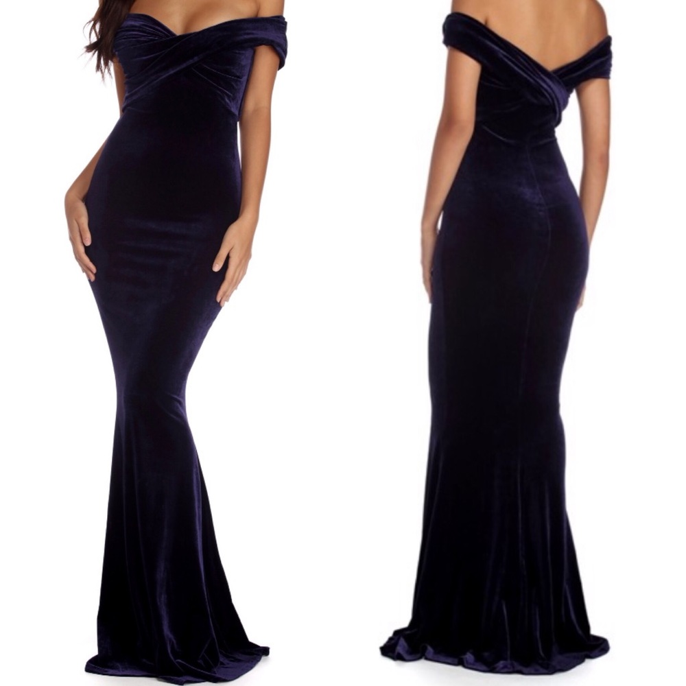 Velvet off the shoulder dress